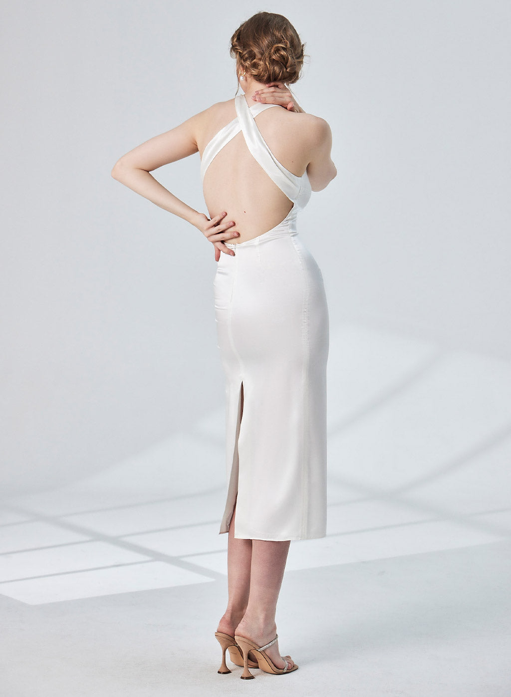 Slim Back Cross Midi Dress image 1