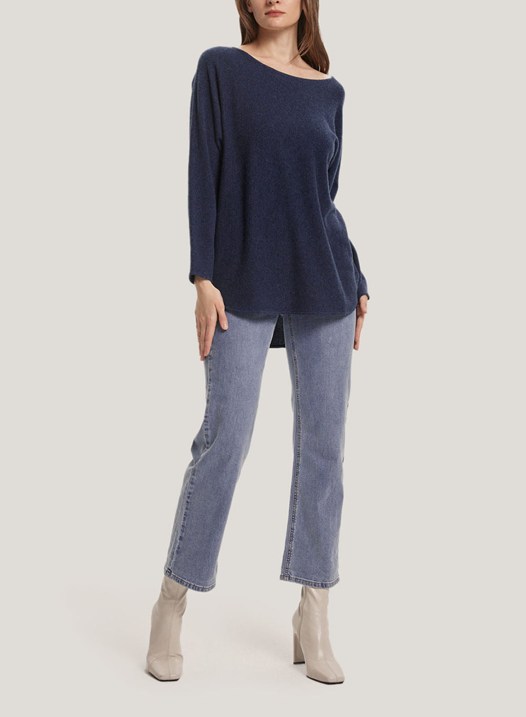 Boatneck Oversized Cashmere Sweater - Aegean, XXL image