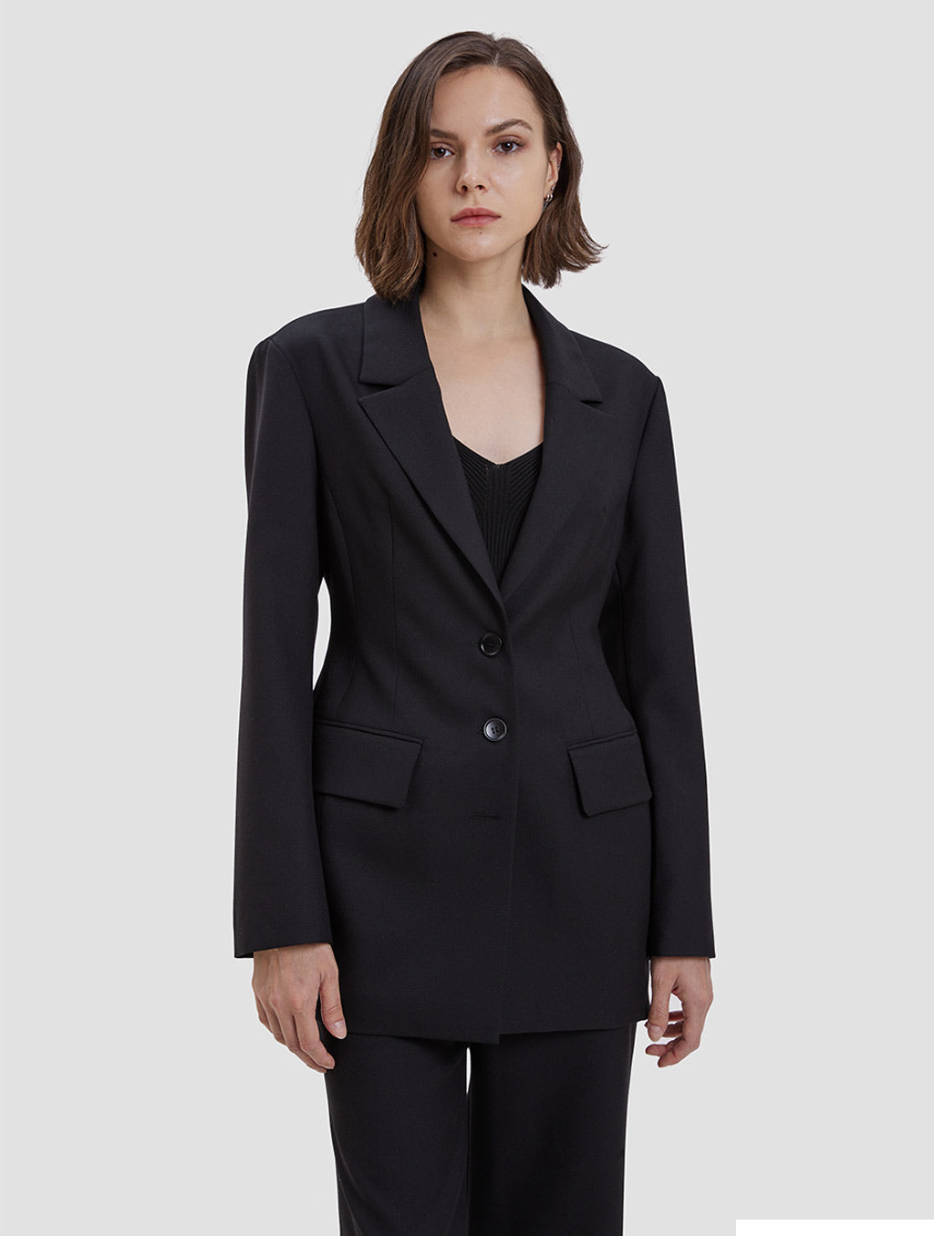 back lace-up blazer-positive-black