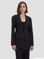 back lace-up blazer-positive-black
