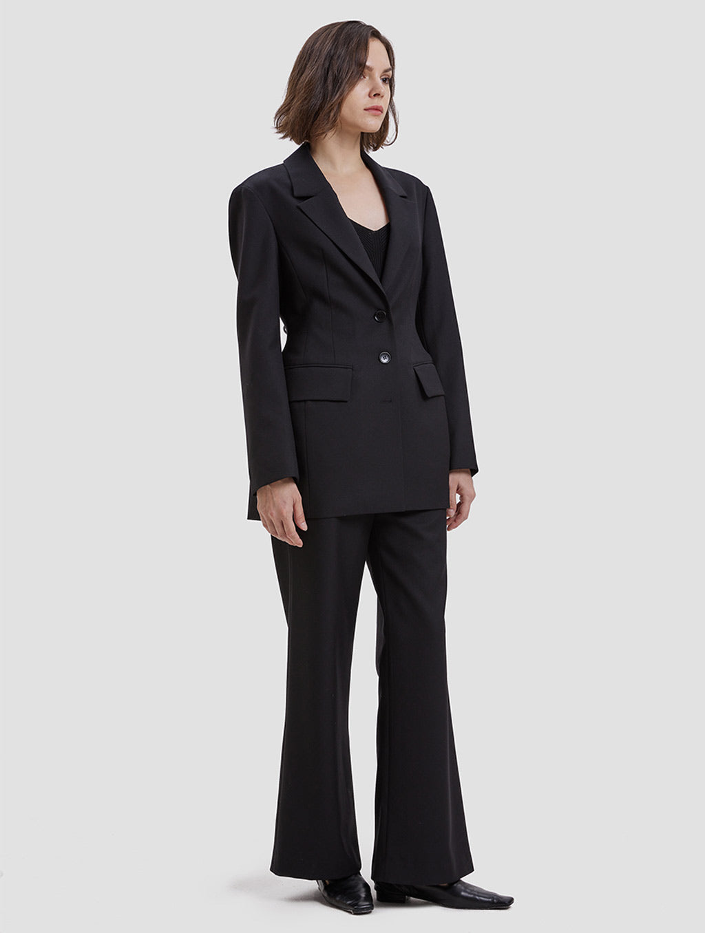 back lace-up blazer-whole body-black