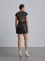 Back Cut-out Faux Leather Dress image 1