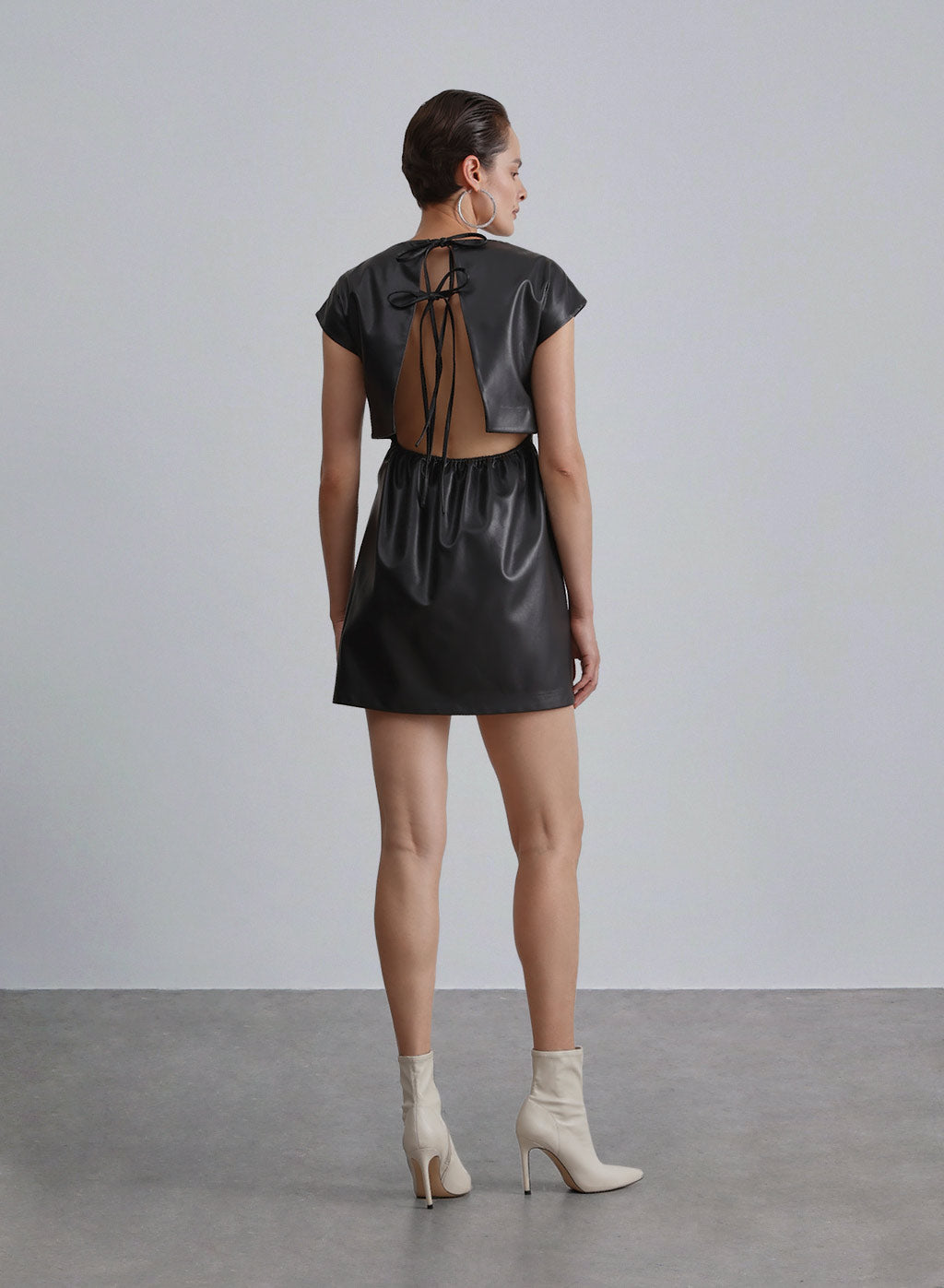 Back Cut-out Faux Leather Dress image 1