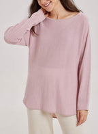 Long Sleeved Boatneck Sweater - Pink, M image