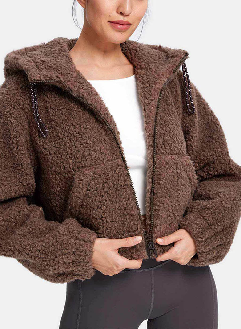 Cozy Sunshine Teddy Jacket - Chocolate, L image