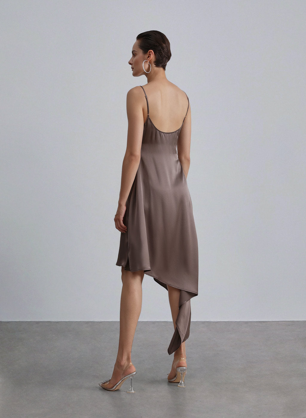 Asymmetric Handkerchief Hem Silk Slip Dress image 1