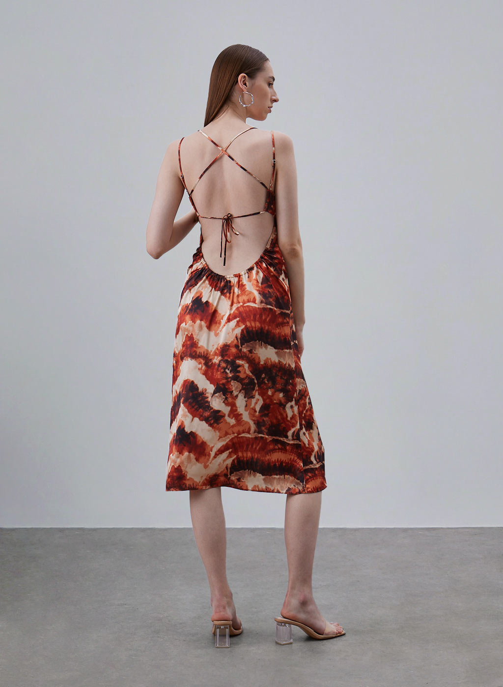 Printed Back Cross Silk Dress image 2