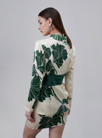 Printed Waist Cinched Silk Blazer image 2