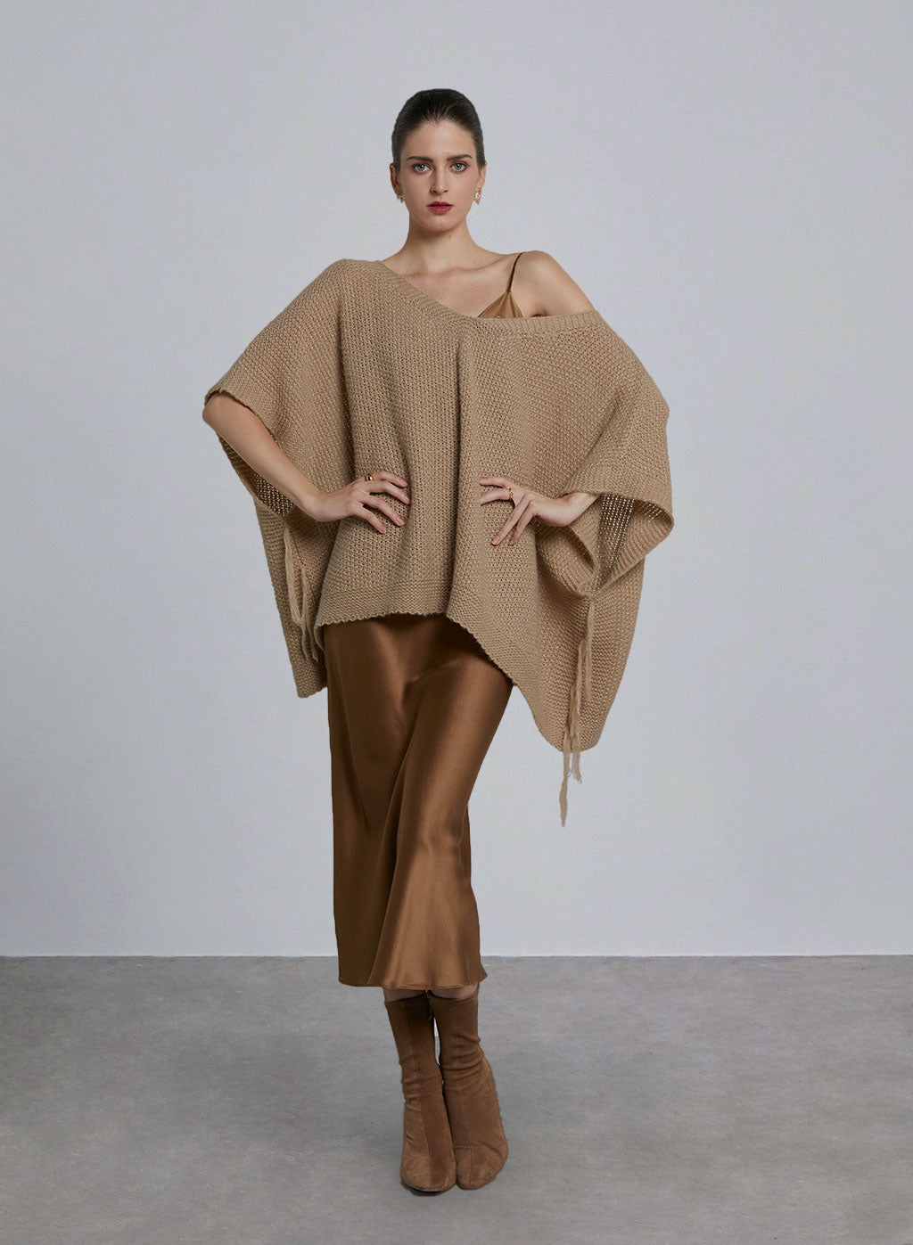V-neck Pointelle-Knit Slipover - Bone, S image