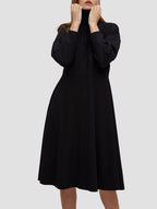 High Collar Wool Dress - Black, XL image