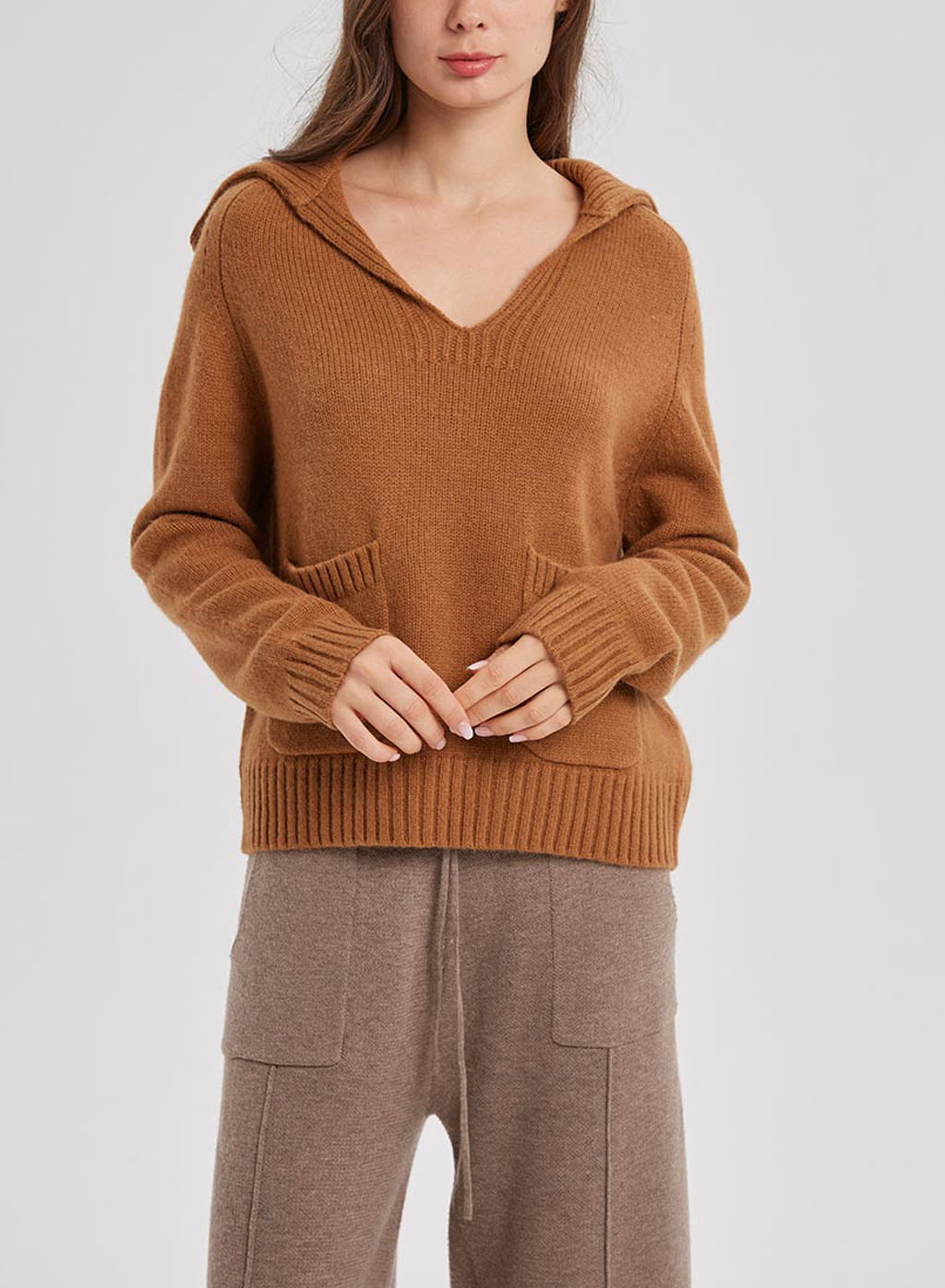 V Neck Yak-Wool Knit Pullover image 0