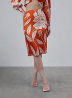 Printed Back Slit Silk Half Skirt image 3