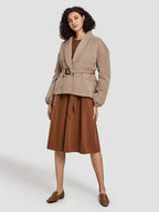 belted cotton padded jacket-positive-khaki