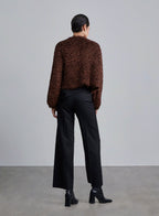 Glossy Puff Sleeve Cropped Cardigan image 1