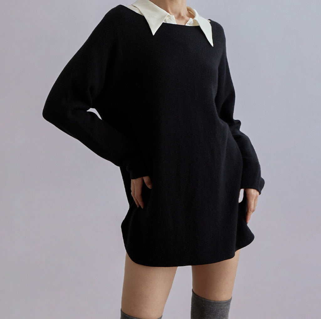Boatneck Oversized Cashmere Sweater — SILK MAISON