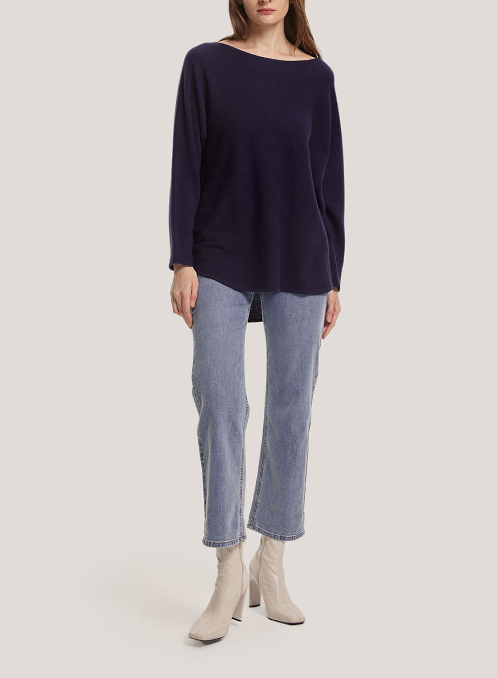 Boatneck Oversized Cashmere Sweater — SILK MAISON