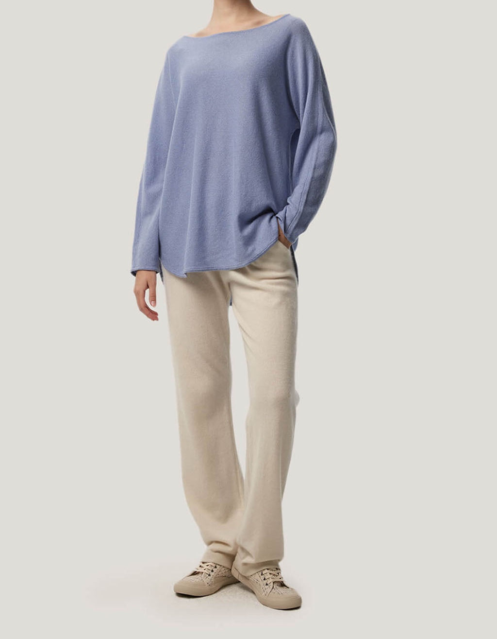Boatneck Oversized Cashmere Sweater — SILK MAISON