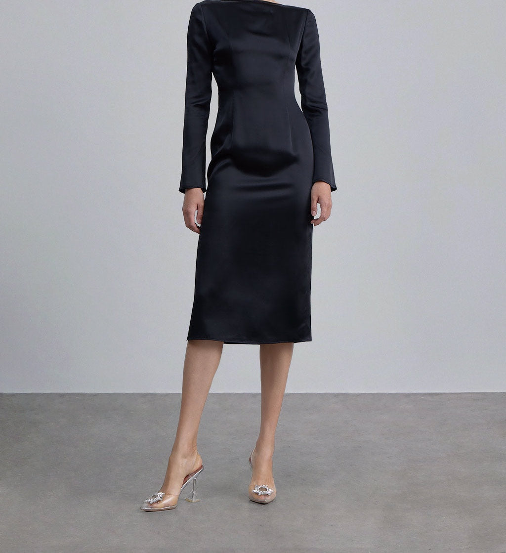 Button-Up Silk Fitted Dress