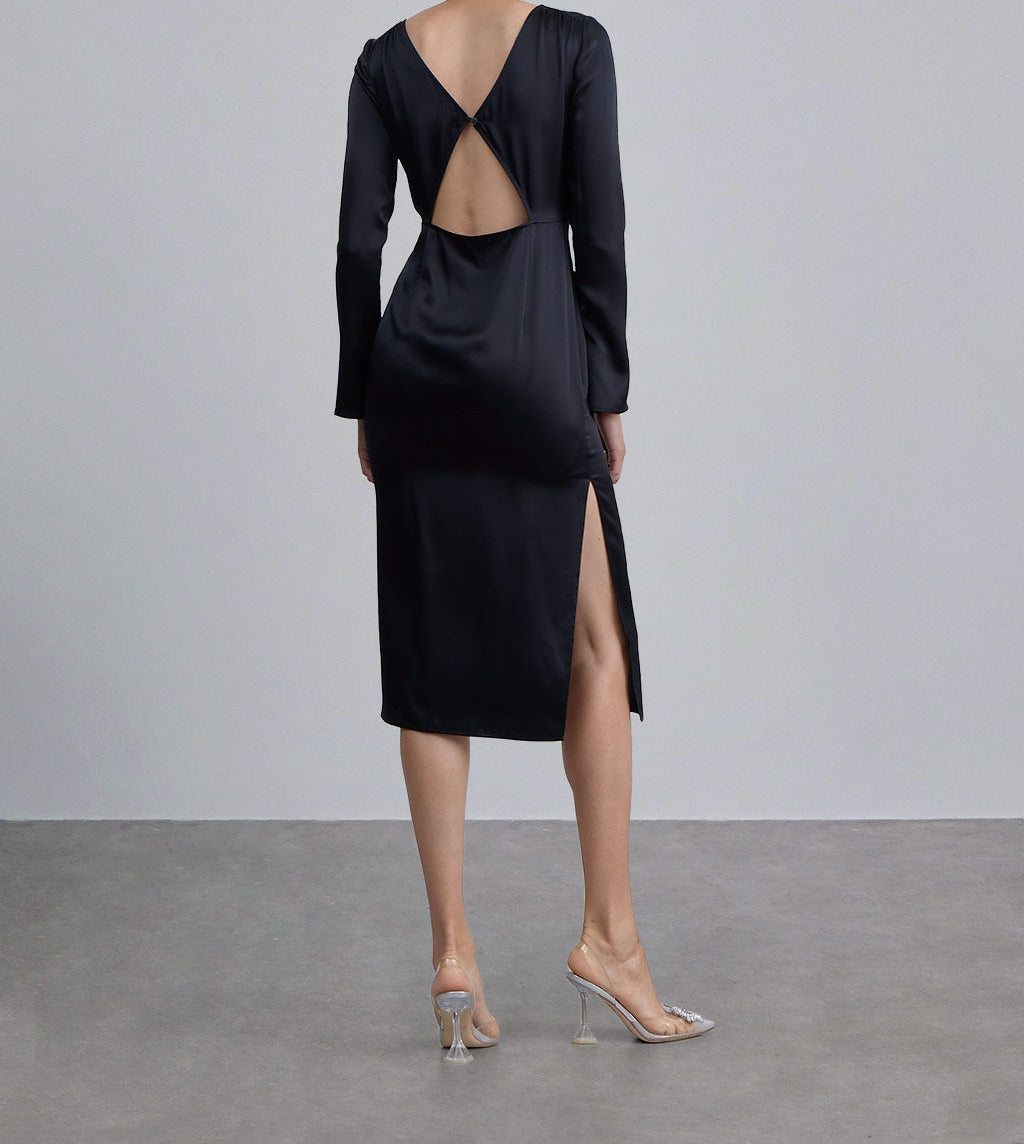 Button-Up Silk Fitted Dress