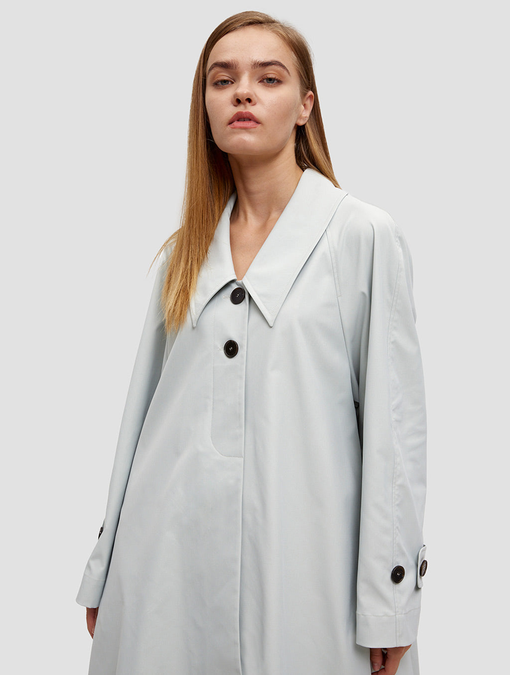 buttoned tent coat-positive-light cyan