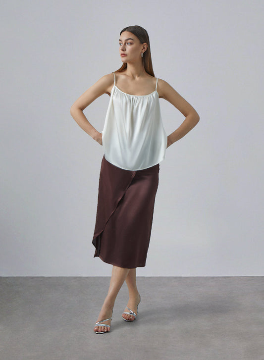 Wrap Sheath Silk Midi Skirt image 0