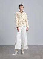 Tied Lace Up Padded Jacket - Yellow, S image