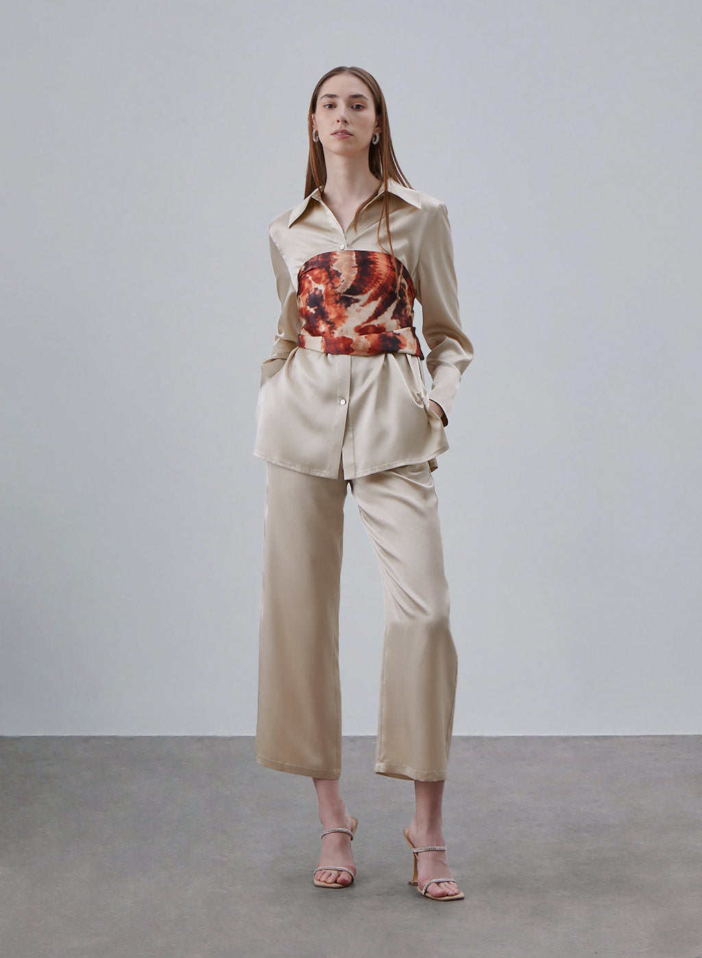 Casual Straight Leg Silk Pants image 0