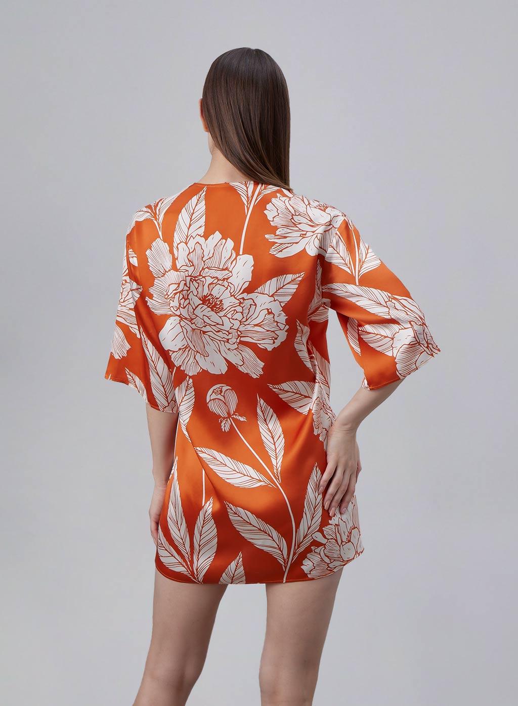 One Side Drawstring Silk Kimono Top image 3