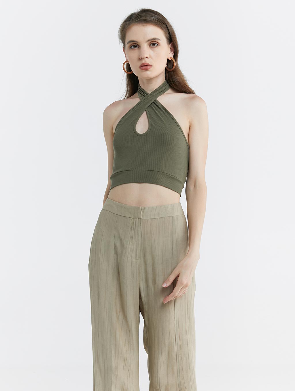 Cropped Keyhole Halter Top image 0