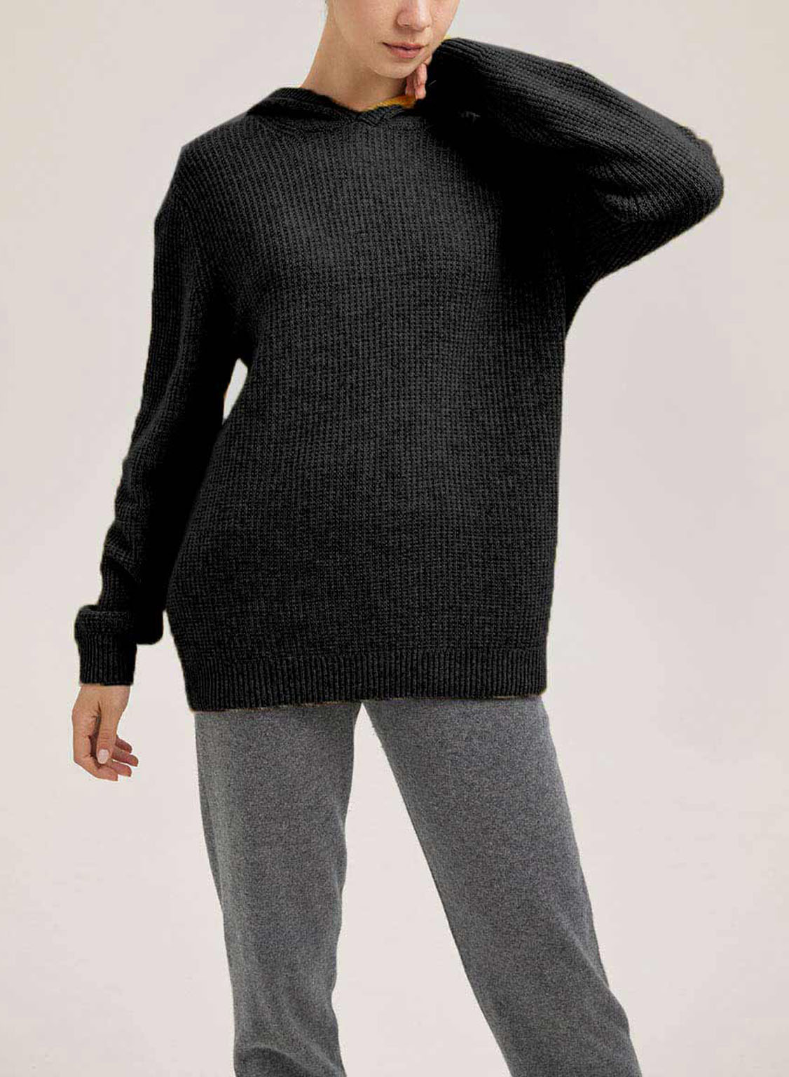 Relaxed Wool-Cashmere Hoodie - Black, XL image