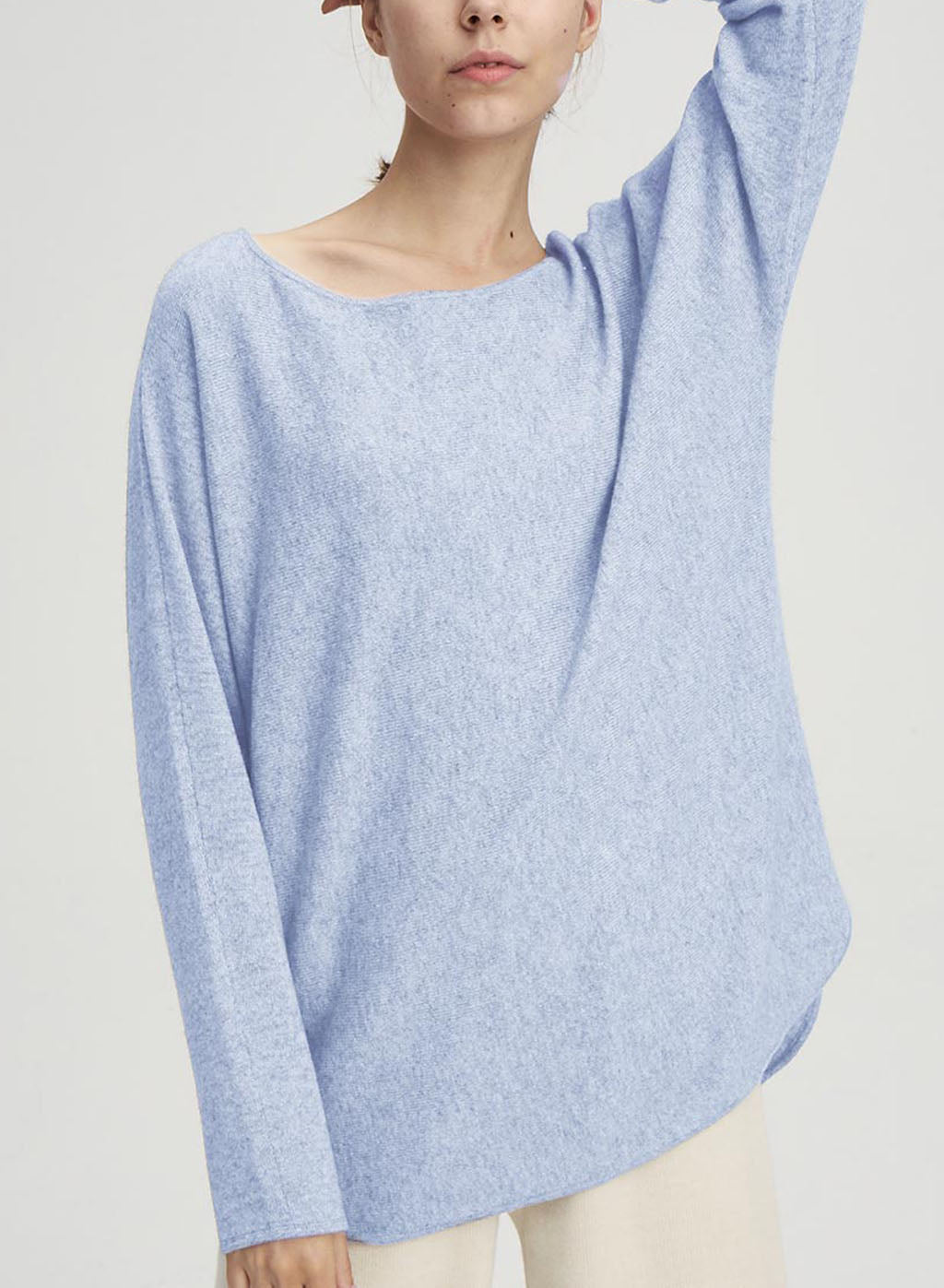 Long Sleeved Boatneck Sweater - Baby Blue, L image