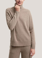 Funnel Neck Undyed Pure Cashmere Sweater - Tortilla, M image