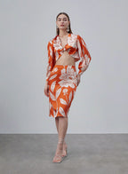 Printed Chest Knot Silk Top image 0