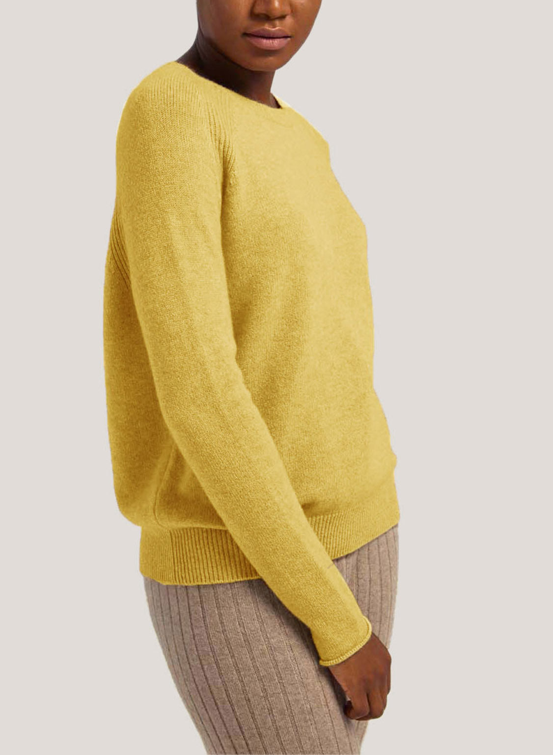 Crew-Neck Wool-Cashmere Sweater - Yellow, S image