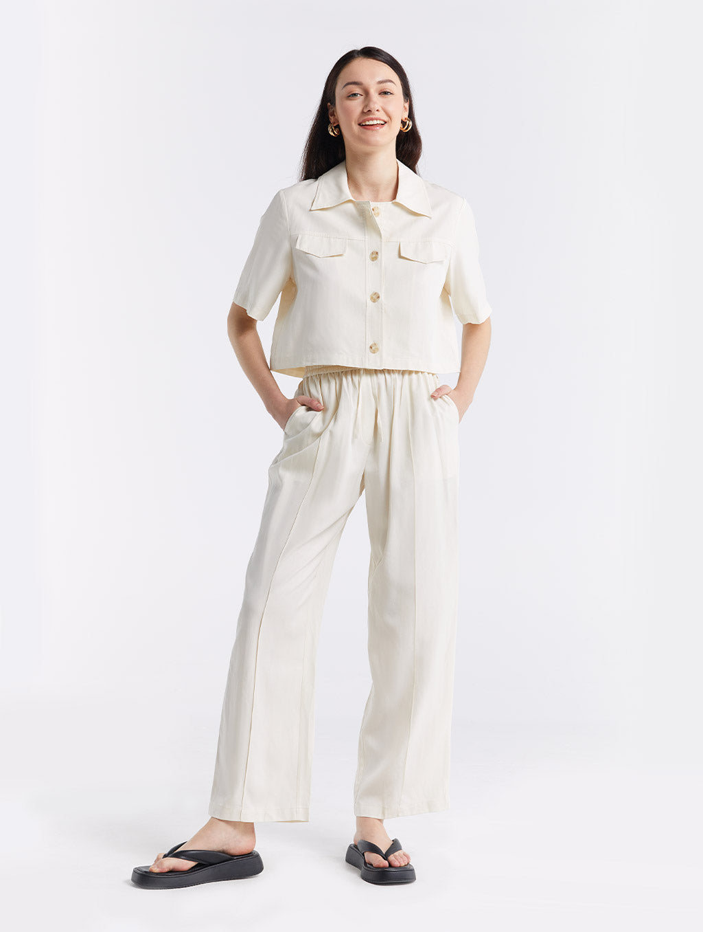 Linen Blend Shirt &amp; Pants Set image 1