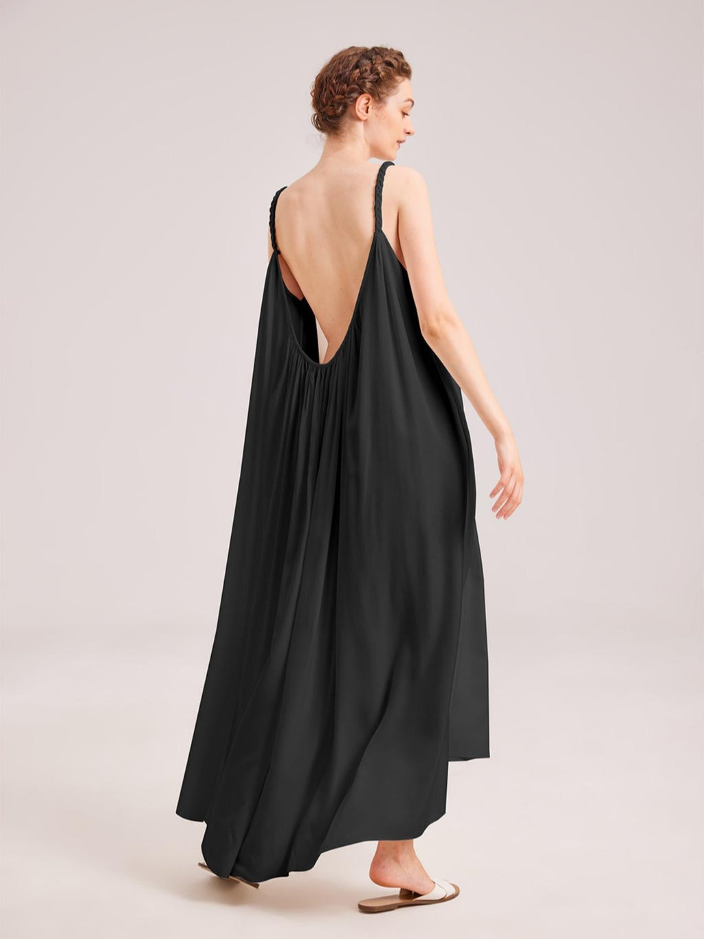Greek Open Back Silky Maxi Dress