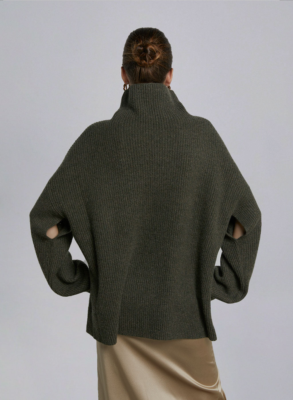 Mixed High Neck Cashmere Sweater image 1