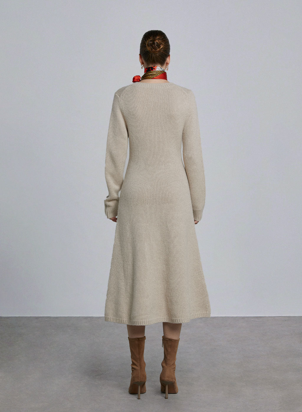 Scoop Neck Midi Wool Dress image 1