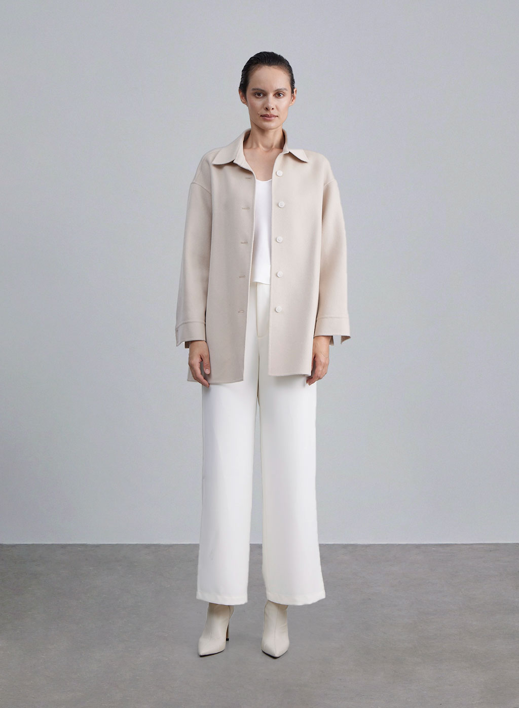 Drop Shoulder Buttoned Front Wool Coat image 0