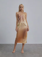 Blue Aura Midi Silk Slip Dress - Gold Gradient, L image