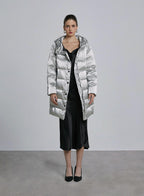 Zipped Pocket Hooded Duck Down Puffer - Gainsboro, M image