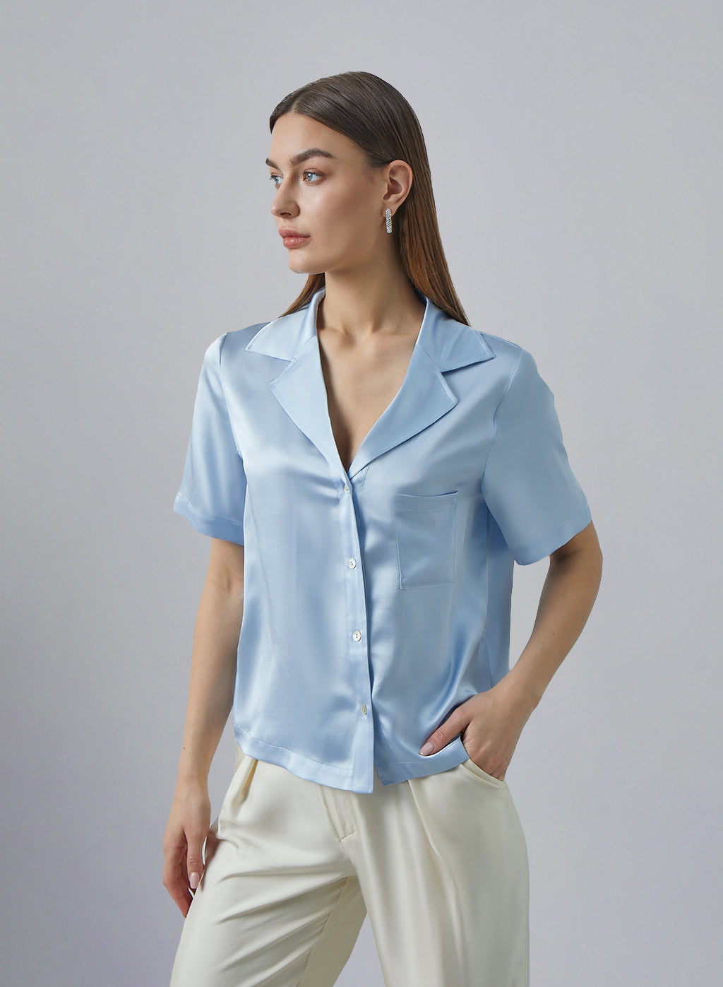 Classy Short Sleeve Silk Shirt image 0
