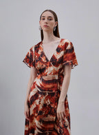 Printed Holiday Style Silk Dress image 2
