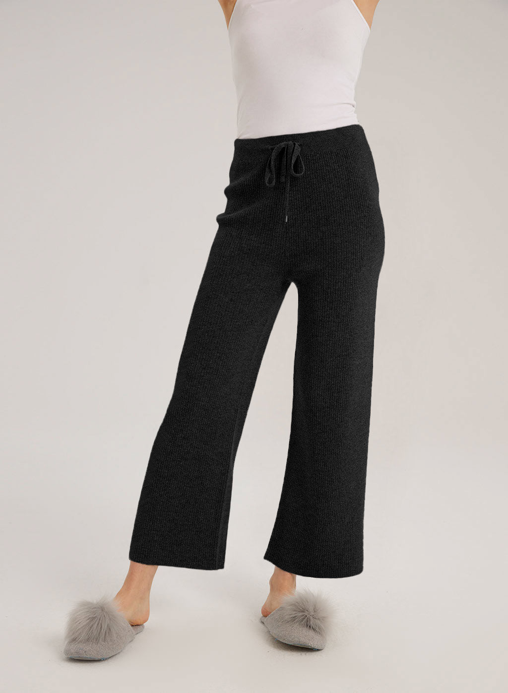 Hadley Drawstring Cashmere-Wool Pants - Black, M image
