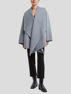 Draped Short Cashmere Coat - Grey, L image