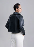 Double Pocket Faux Leather Cropped Jacket image 1