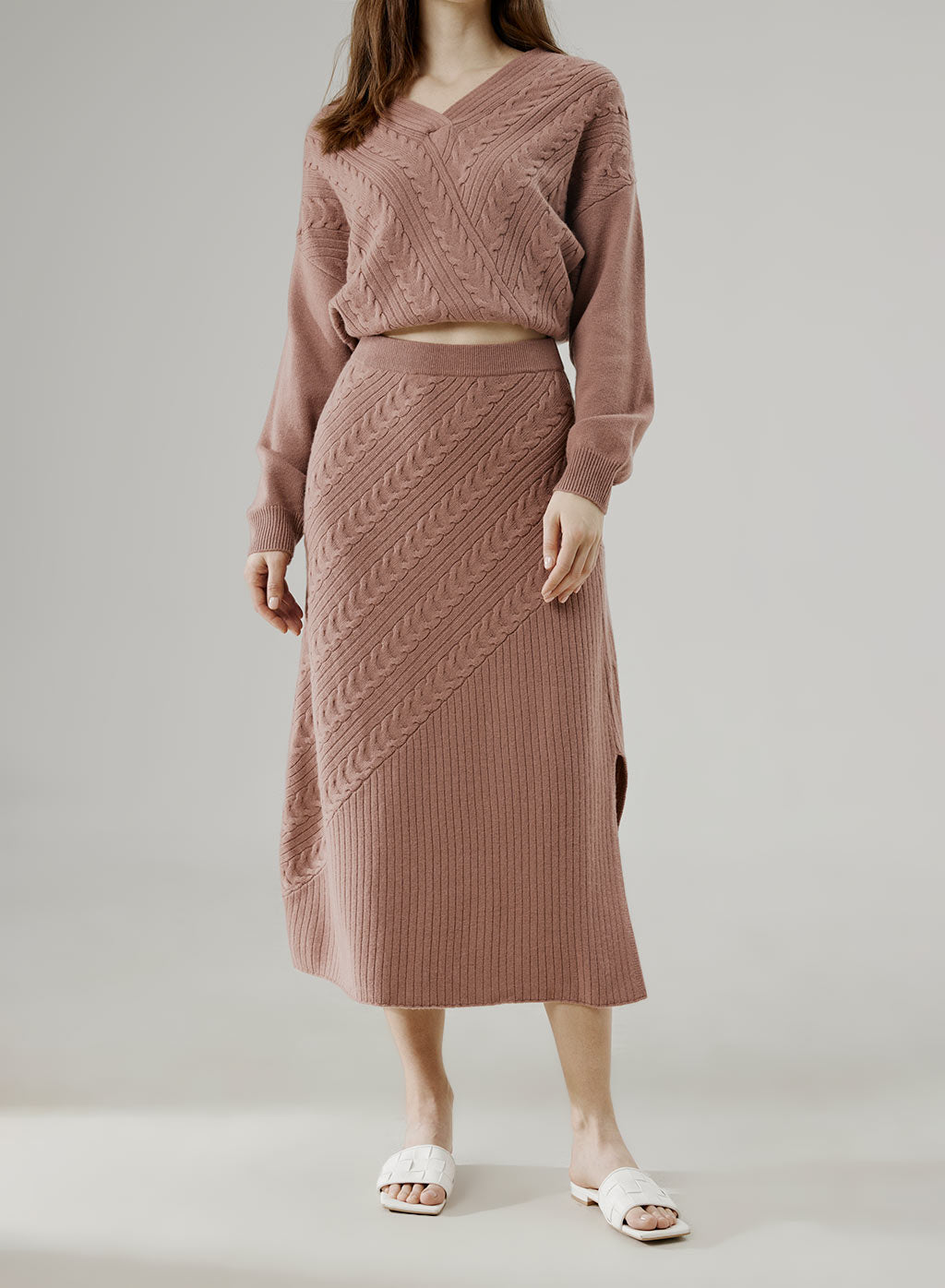 Cable Knit Midi Skirt