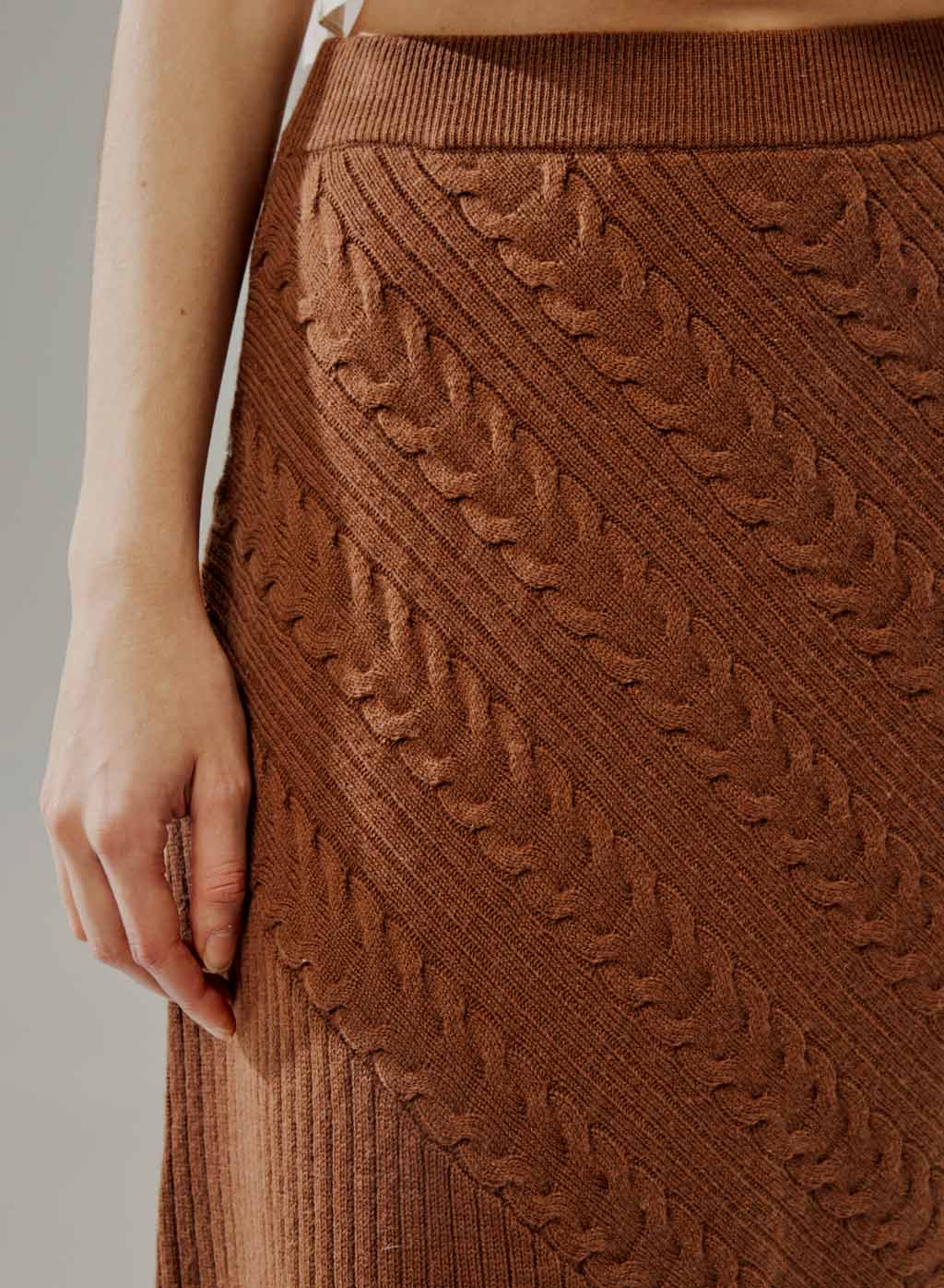 Cable Knit Midi Skirt