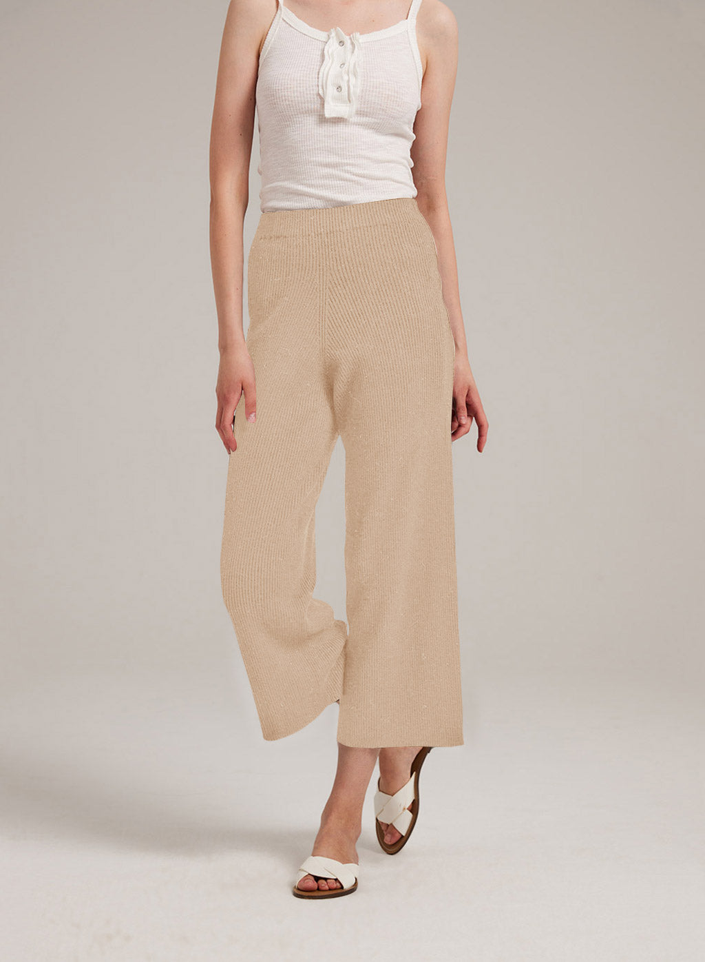 Cashmere Blend Wide-Leg Pants