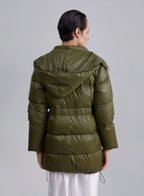 Hooded Cinched Waist Puffer Jacket image 1
